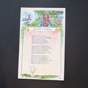 10/$25 Vintage Blank Gypsy Poem Postcard Ephemera